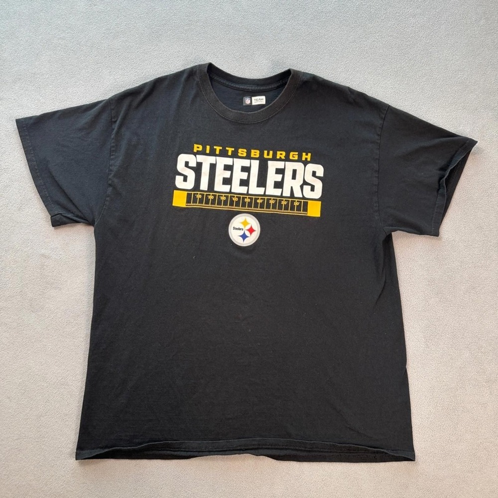 NFL Team Apparel Pittsburgh Steelers Black Graphic T-Shirt Mens XL Football Tee